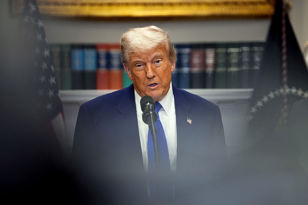 WASHINGTON, DC - MAY 12: U.S. President Donald Trump speaks during a press conference in the Roosevelt Room of the White House on May 12, 2025, in Washington, DC. During the event, President Trump signed an executive order aimed at reducing the cost of prescription drugs and pharmaceuticals by 30% to 80%. (Photo by Andrew Harnik/Getty Images)