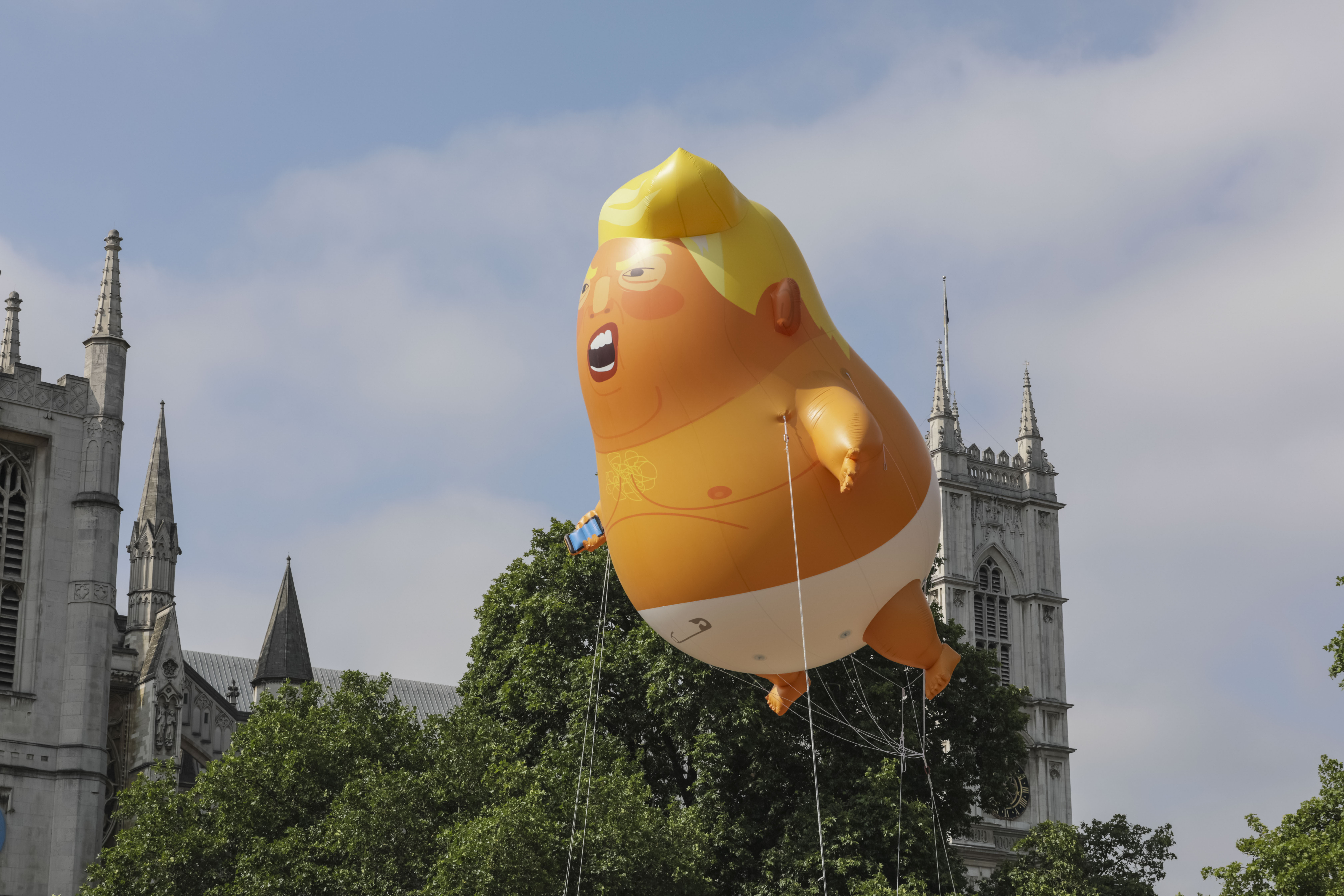 The famous Trump blimp at protests in 2019 (Getty Images)