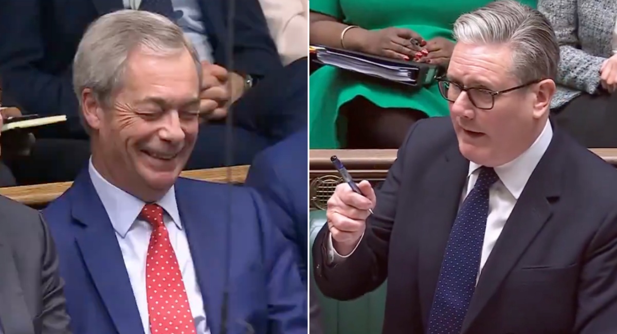 Farage laughs as Keir Starmer condemns Reform's defence of Musk over Grok images