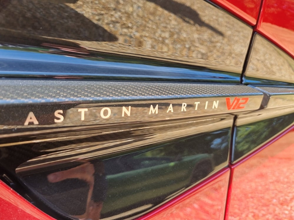 V12 badging on the side of the Aston Martin Vanquish