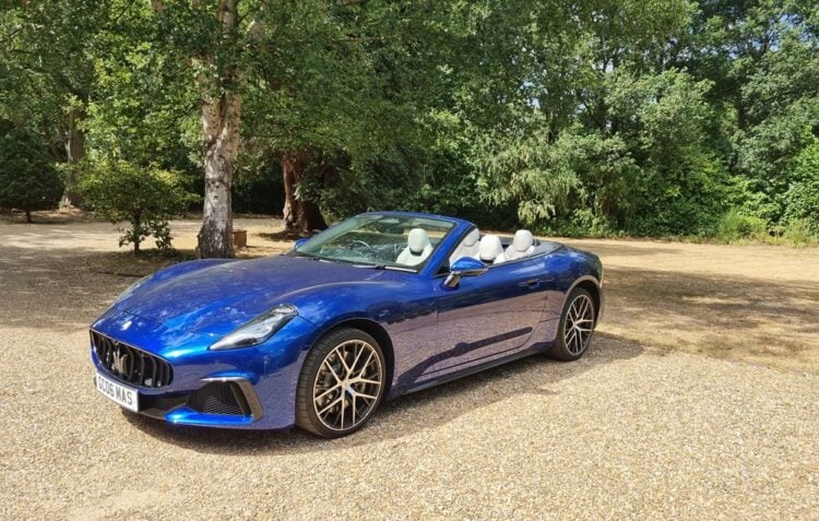 Maserati GranCabrio Trofeo front on view with roof down