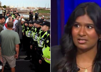 ash sarkar anti-migrant protestors