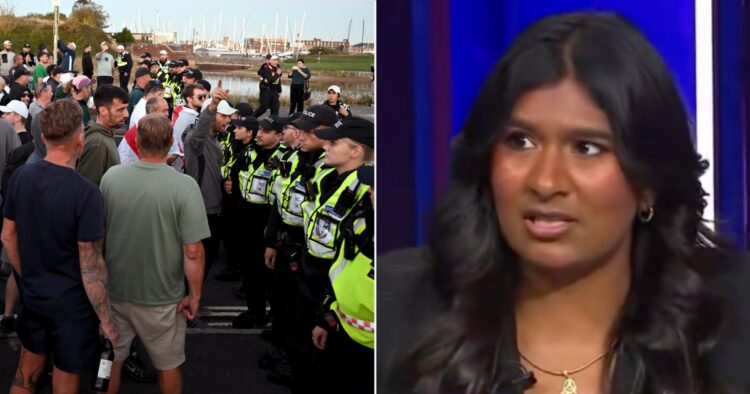 ash sarkar anti-migrant protestors