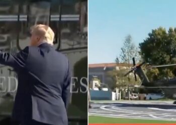 trump waves to nobody