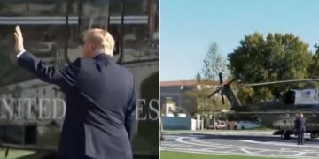 trump waves to nobody