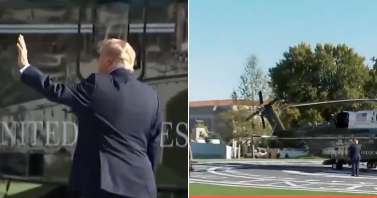 trump waves to nobody